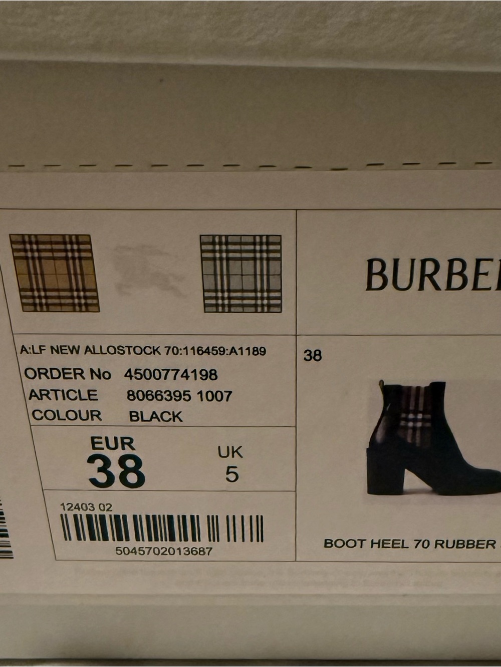 Burberry Check Panel Leather Ankle Boot Sz EUR 38 - Picture 10 of 10